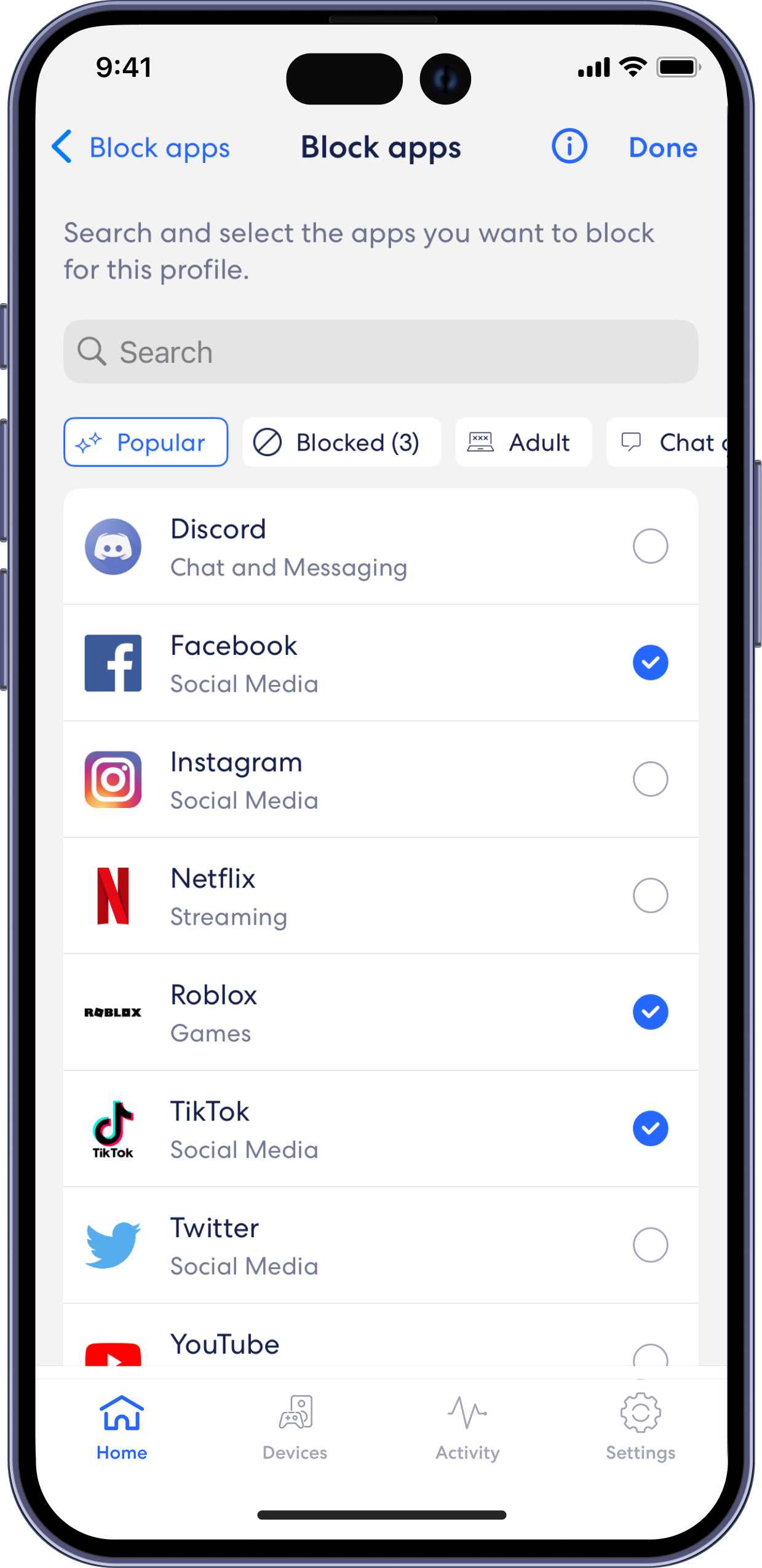 eero+ – Block apps – Select apps 2